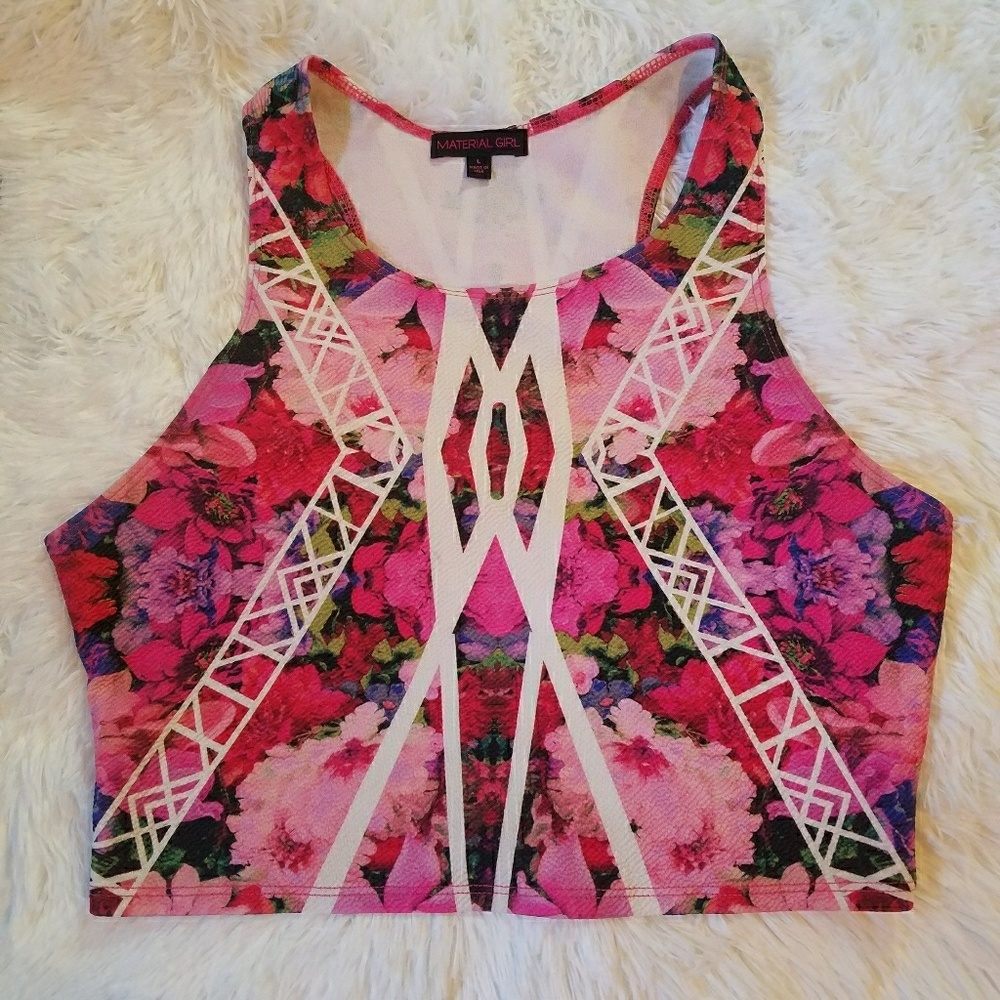 Crop Top Floral Geometric Design